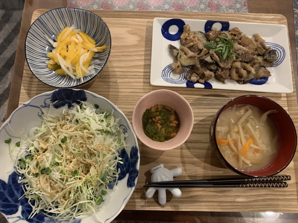 なす豚こま味噌炒め